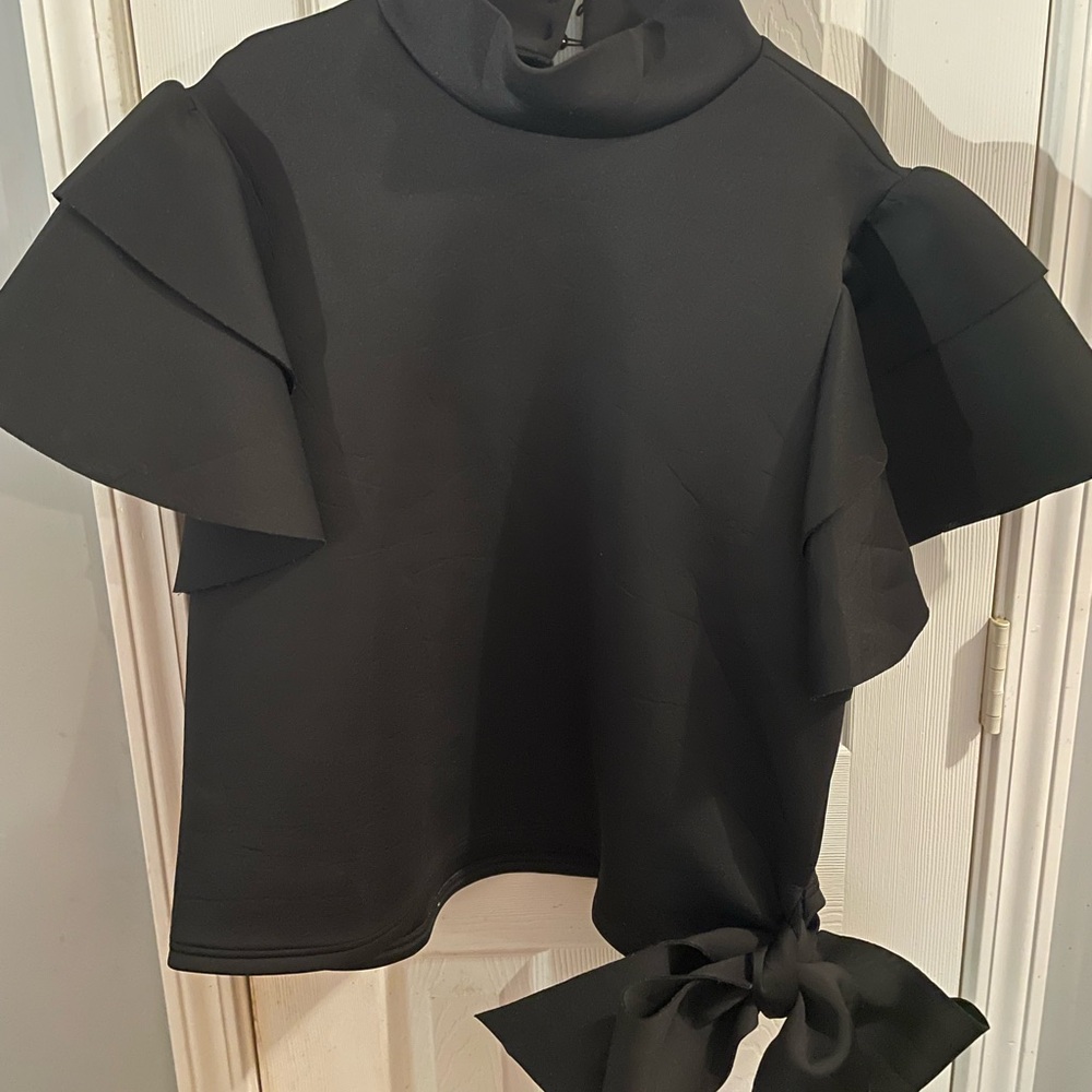 Elegant Black Ruffle Sleeve Top